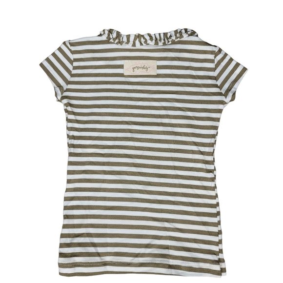 Persnickety NWT green and white stripped tee shirt ruffle collar size 12 months - Picture 2 of 3
